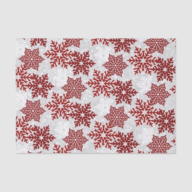 Papel De Seda ⭐ Natal Sparkle Red ❄ Flocos de Neve (Frente )