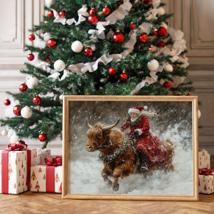Papel De Seda Natal Vaca das Terras Altas Sra. Claus Decoupage