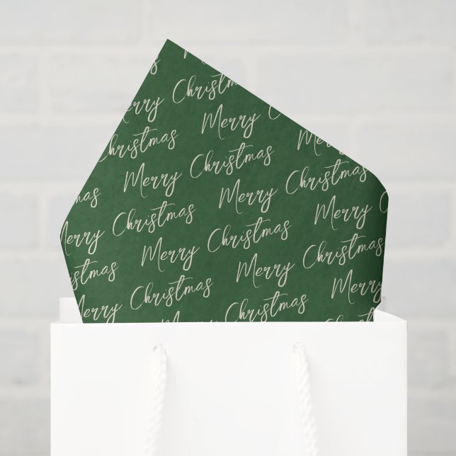 Papel De Seda Natal Verde Elegante Script (Sacola de presentes)