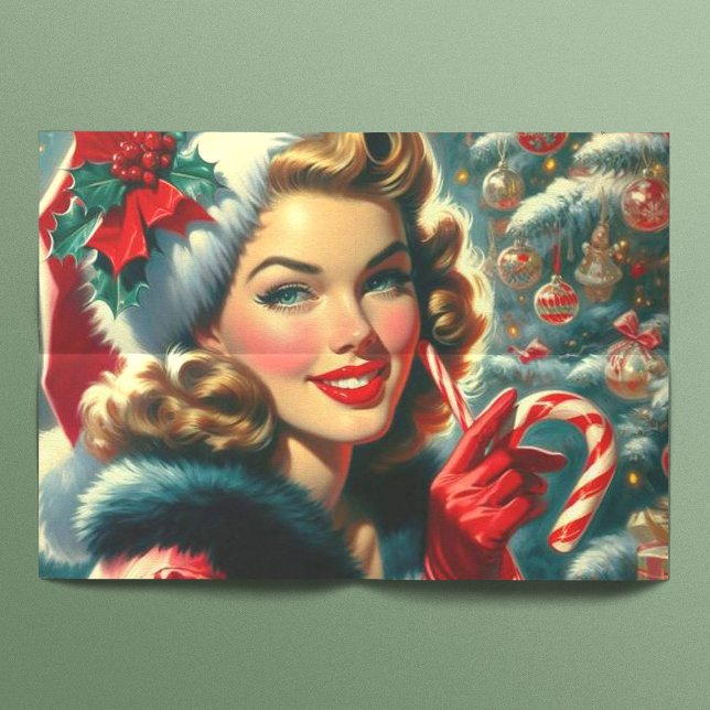 Papel De Seda Natal vintage Girl (Criador carregado)