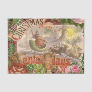 Papel De Seda Natal vintage Papai Noel no trenó do Victorian