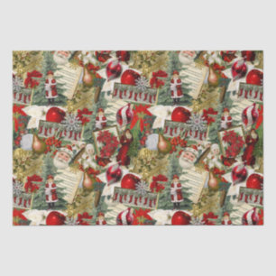 Papel De Seda Natal Vitoriano Clássico Vermelho e Verde 