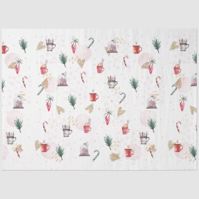 Papel De Seda Natal Watercolor GoldI Design 1 (Frente )