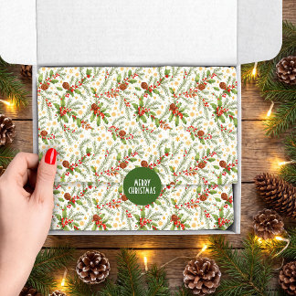 Papel De Seda Natalina Floresta Aconchegante Pinheiros e Galhos