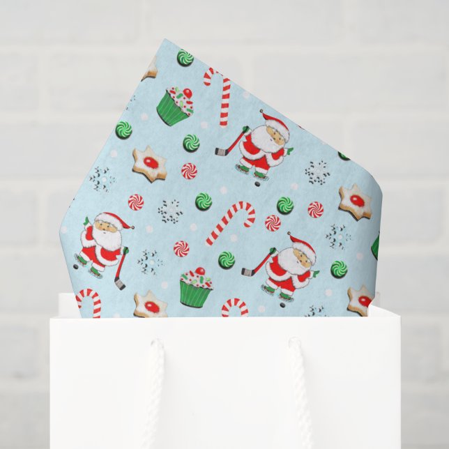 Papel De Seda Natalino de hóquei no gelo (Sacola de presentes)