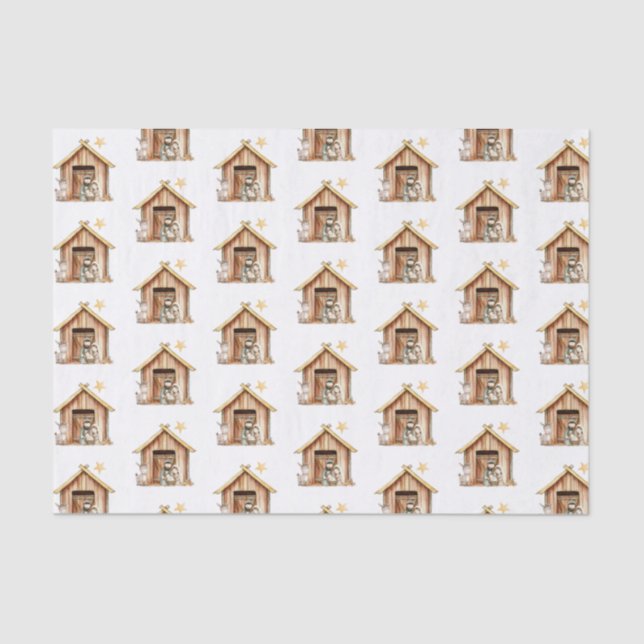 Papel De Seda Natividade Cena Mary Joseph Baby Jesus Natal (Frente )