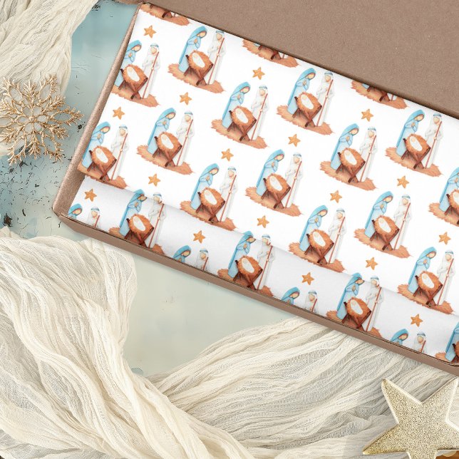 Papel De Seda Natividade Cena Padrão Mary Joseph Jesus Natal (Nativity Scene Tissue paper)