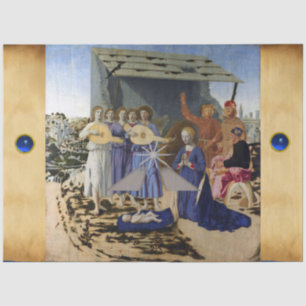 Papel De Seda NATIVIDADE DE JESUS, ANJOS por PIERO DELLA FRANCES