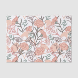 Papel De Seda Nature Inspirou Floral: Padrão De Flor De Cravos