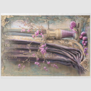 Papel De Seda Natureza-Morta Vintage Luxo Floral Barroco Românti