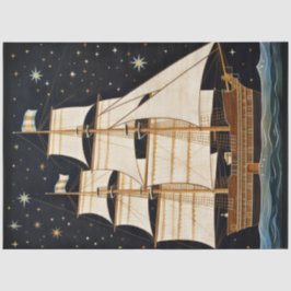 Papel De Seda Nave Primitiva Rústica De Altura Noturna