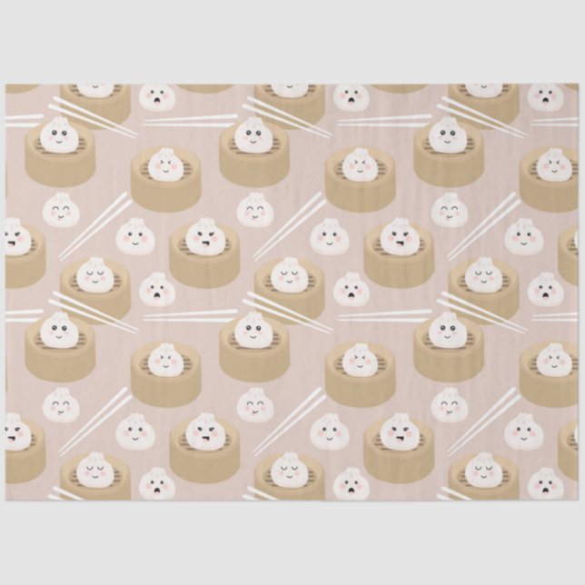 Papel De Seda Navio a vapor Cute Kawaii Dumplings (Frente )
