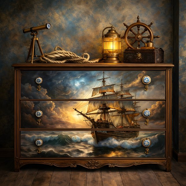 Papel De Seda Navio Alto Mares Tempestuosos Decoupage (Stormy Seas Tall Ship Decoupage Tissue Paper)