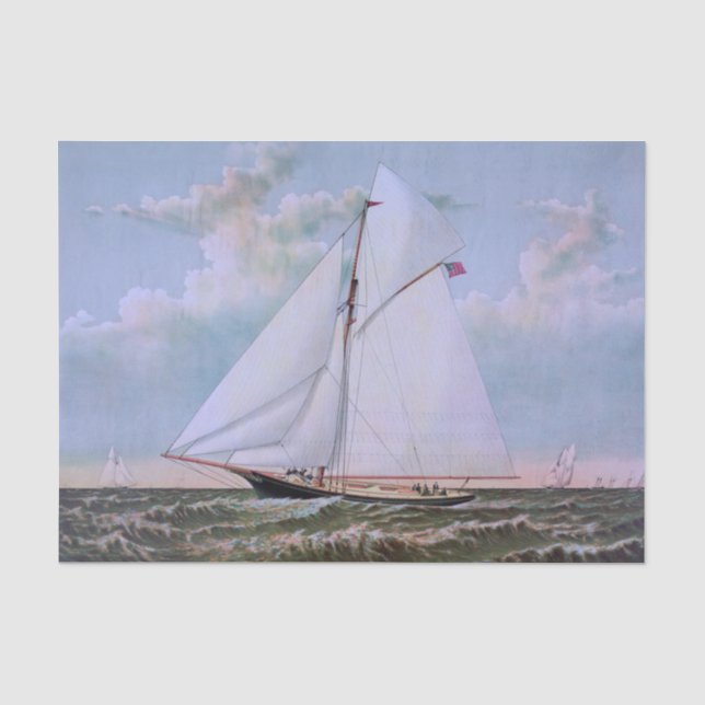 Papel De Seda Navio Antigo à Vela Iate Sloope Oceano (Frente )
