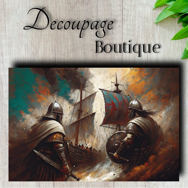 Papel De Seda Navio Guerreiro Viking Decoupage (Viking Warrior Ship Decoupage Tissue Paper)