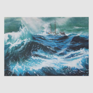 Papel De Seda Navio no mar em tempestade