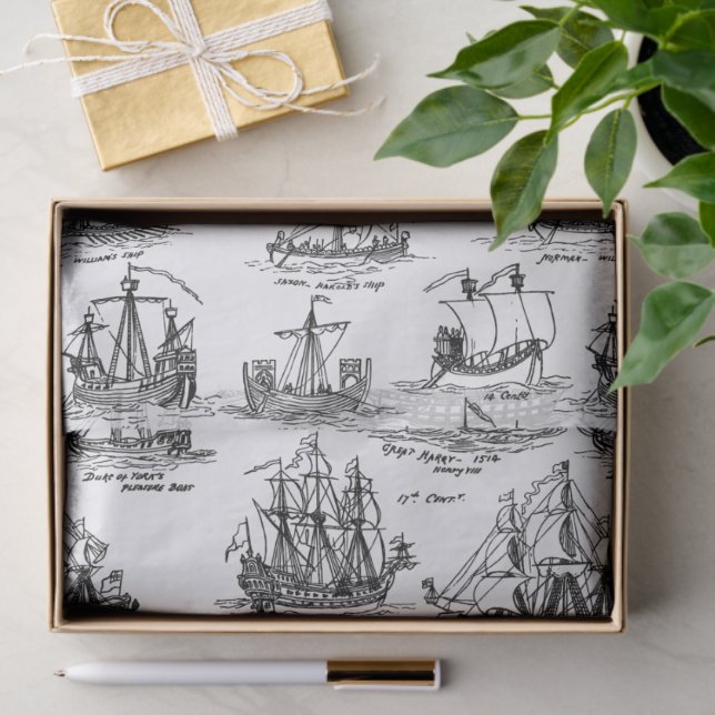 PAPEL DE SEDA NAVIOS À VELA ANTIGOS (Presente)