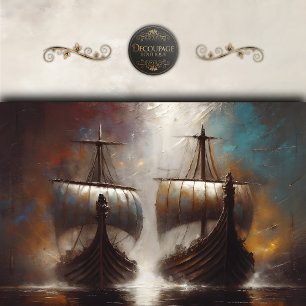 Papel De Seda Navios Gêmeos Viking de Proa Decoupage