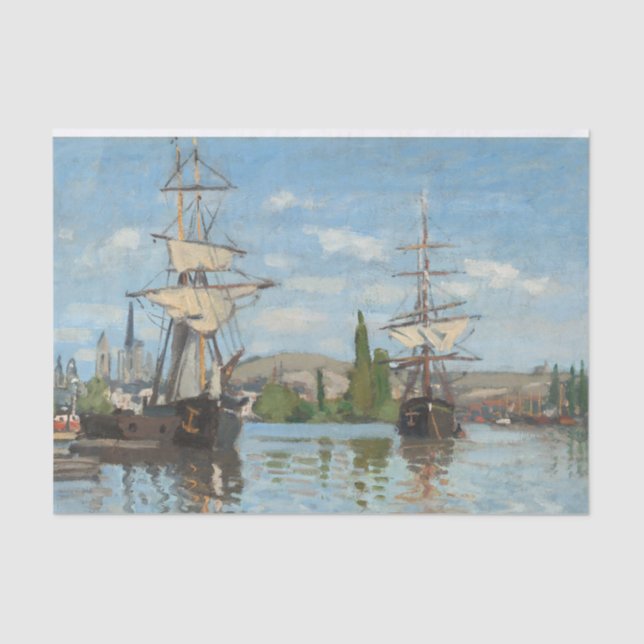 Papel De Seda Navios que Andam no Sena em Rouen por Monet (Frente )