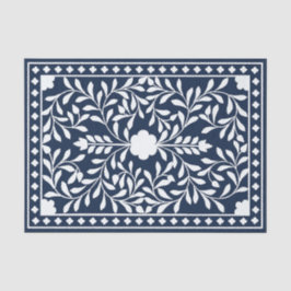 Papel De Seda Navy Blue Traditional Bone Inlay Decoupage Paper