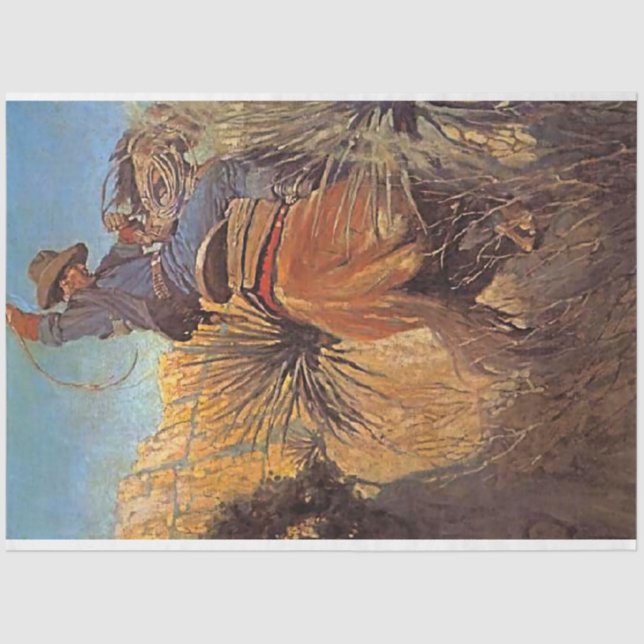 Papel De Seda NC Wyeth Pintando "Cavalo Saltando de Cobra" (Frente )