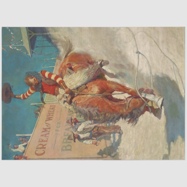 Papel De Seda NC Wyeth Pintura Histórica "The Rodeo" (Frente )