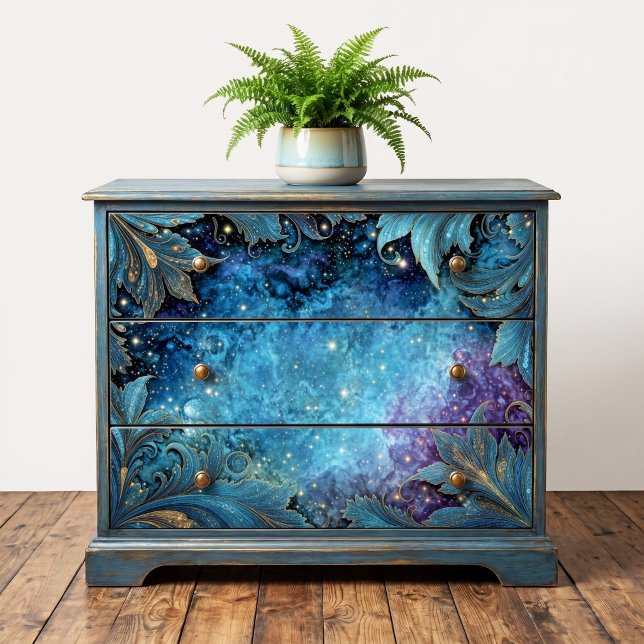 Papel De Seda Nebulosa Celestial em Fio de Prata Verde-água (Criador carregado)
