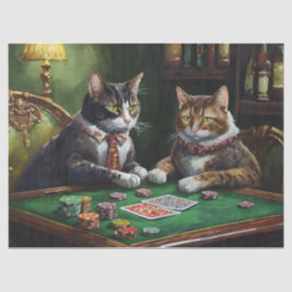 Papel De Seda Negócios Sérios, Gatos Retro jogando Poker