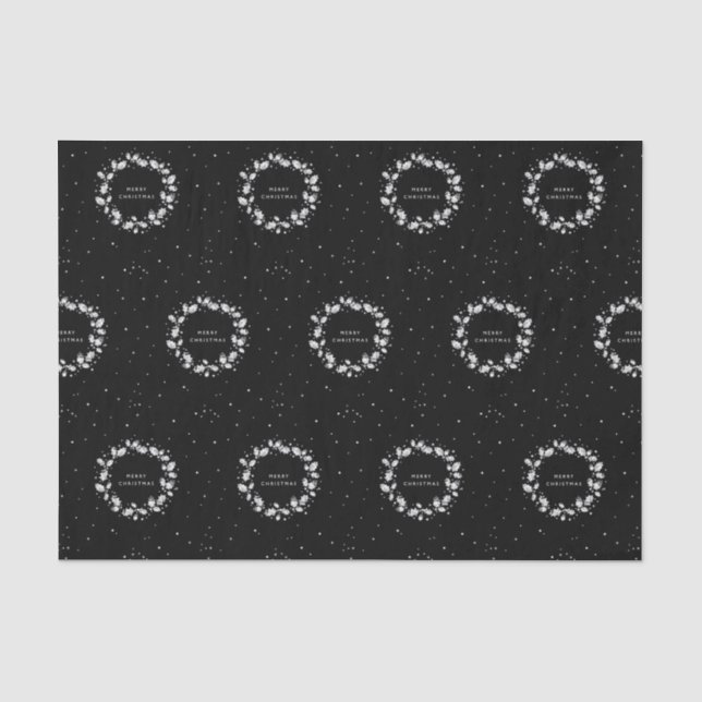 Papel De Seda Negra Elegante Moderna+White Christmas Holly Wreat (Frente )