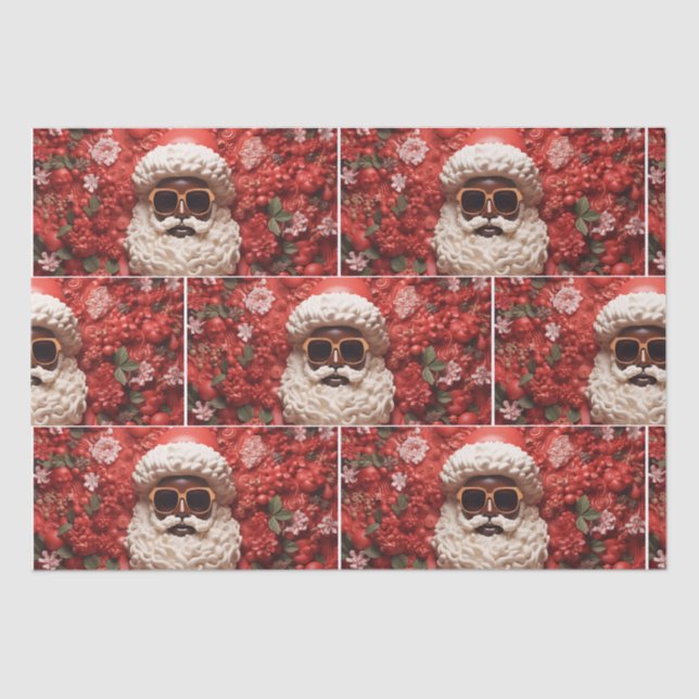 Papel De Seda Negra Papai Noel Melanina no Natal, Rua 3D. Nick (Frente )