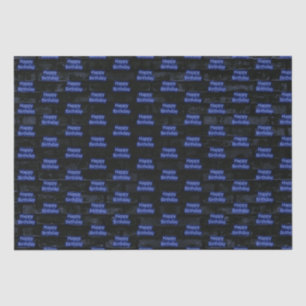 Papel De Seda Neon Blue Happy Birday No Brick