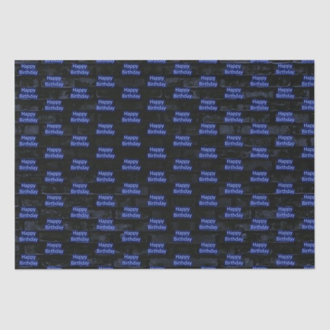 Papel De Seda Neon Blue Happy Birday No Brick (Frente )