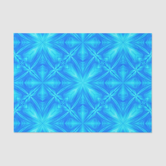 Papel De Seda Neon Blue Turquoise Psychedelic Cloudy Abstrato (Frente )