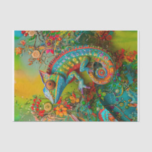 Papel De Seda Neon Charlie Chameleon, Colagem de Florestas Tropi