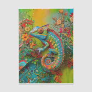 Papel De Seda Neon Charlie Chameleon, Colagem de Florestas Tropi
