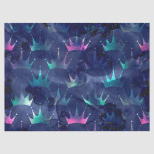 Papel De Seda Neon Crowns na Abstrato Blue Decoupage