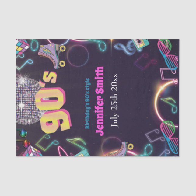 Papel De Seda Neon Disco Vibes Retro Stytle (Frente )