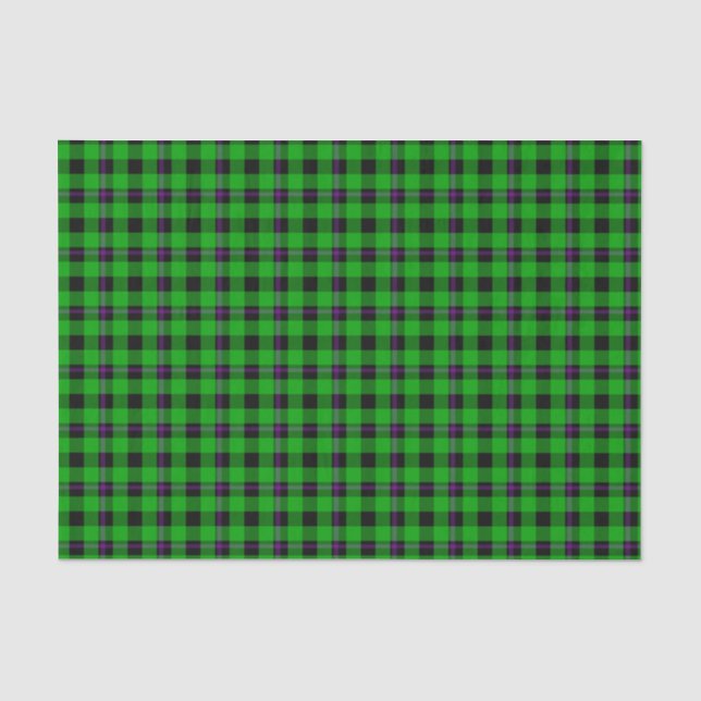 Papel De Seda Neon Green & Purple Tartan 02 (Frente )