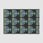 Papel De Seda Neon Menorah<br><div class="desc">Menorah azul no estilo de sinal de neon.</div>