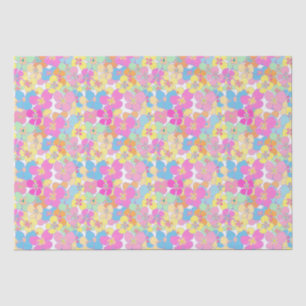 Papel De Seda Neon Modern Retro Pansor Floral Rosa