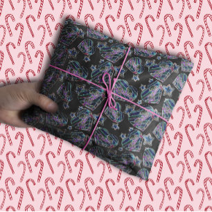 Papel De Seda Néon Negro Brilhante Brilho Xmas Corações e Estrel