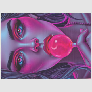 Papel De Seda Neon Pop Art Woman Decoupage Paper | Pink Lollipop