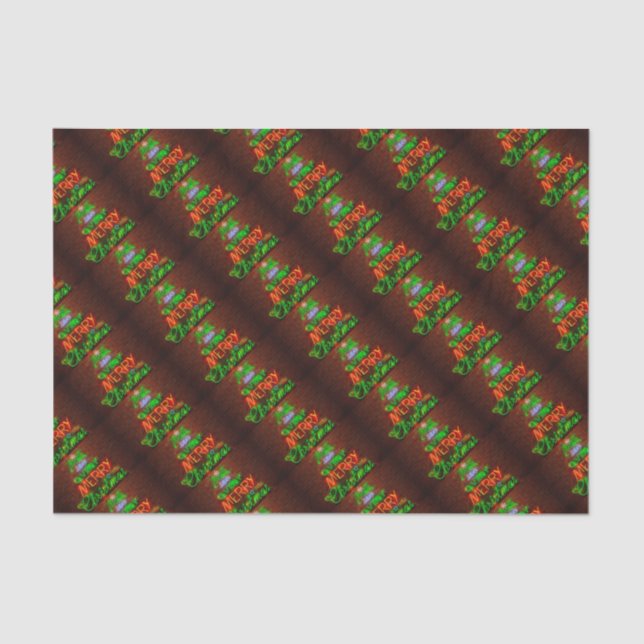 Papel De Seda Neon Tenha Um Feliz Natal (Frente )