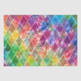 Papel De Seda Neon Tie Dye Watercolor Harlequin Argyle