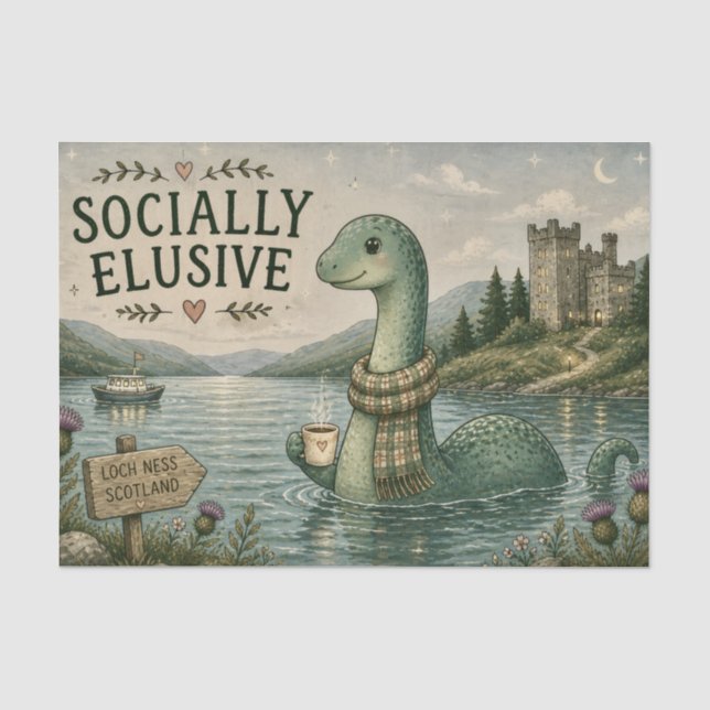 Papel De Seda Nessie Esquiva Socialmente Críptido Aconchegante L (Frente )