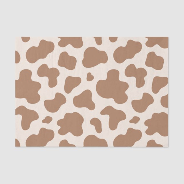 Papel De Seda Neutral Cow Print Western Cowboy Beige Brown (Frente )