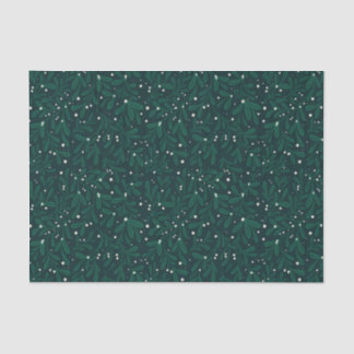 Papel De Seda Neve Botânico Visco Verde Natal
