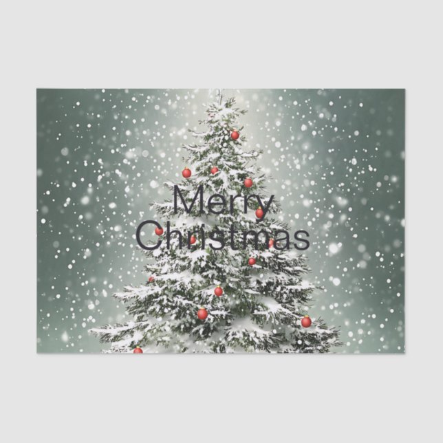 Papel De Seda Neve Branca em Torres de Natal Verde Ornamentos Co (Frente )