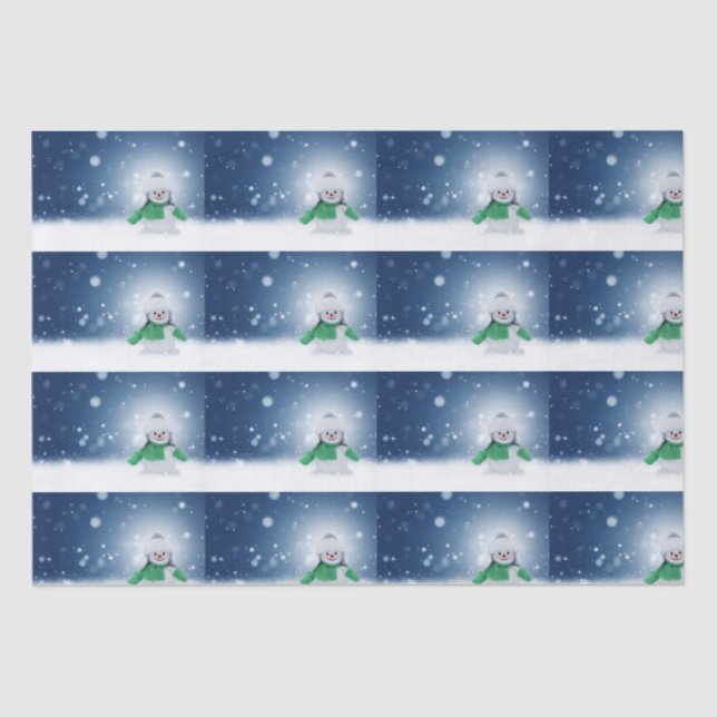 Papel De Seda Neve com um lenço verde (Frente )