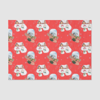 Papel De Seda Neves e Pão de Gengiva Natal Festivo Vermelho